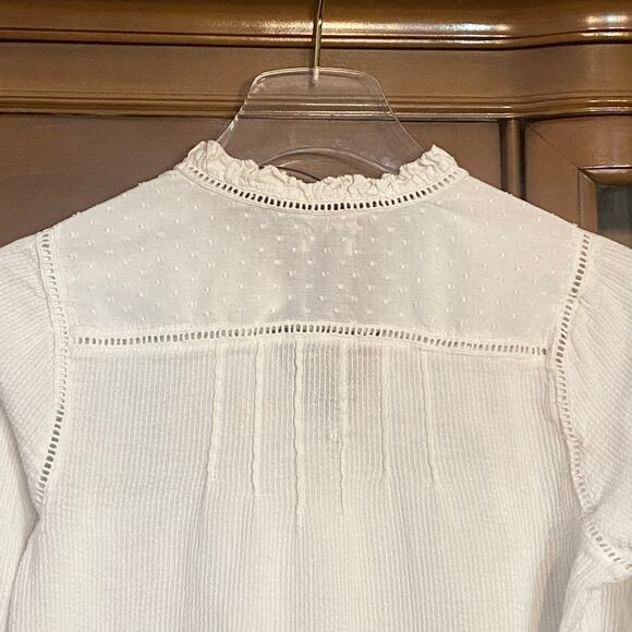 Faherty Willa White Button Up Blouse Western Prairie Women’s Size Small Romantic - Picture 7 of 9